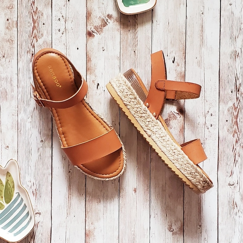 Brown Tan Espadrilles Wedge